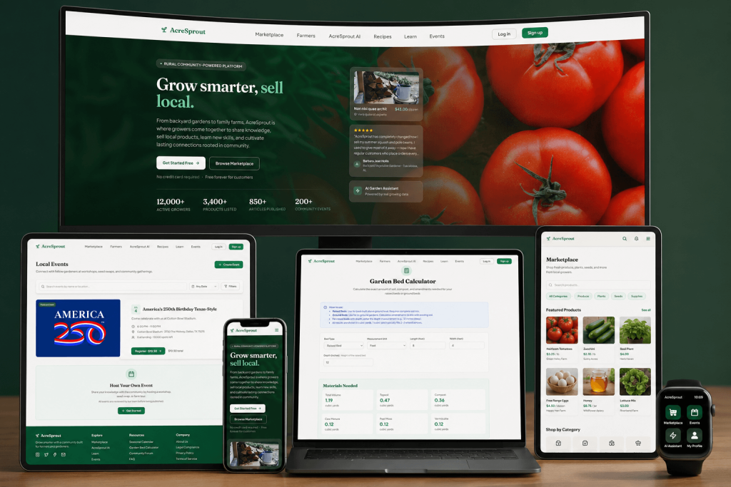 acresprout platform mockup