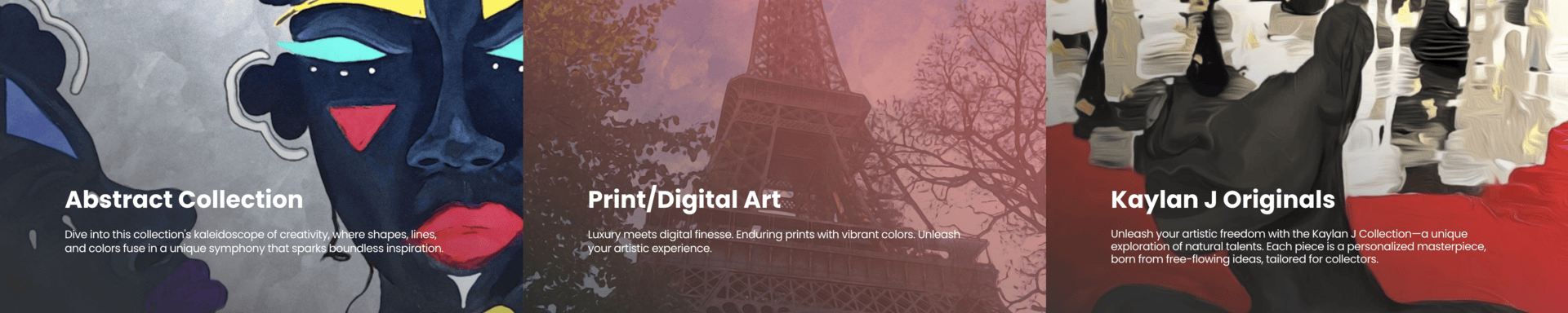 Visual Vibz art portfolio website layout